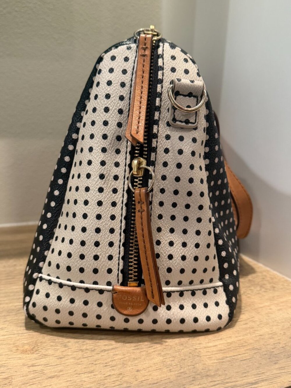 Fossil Sydney Polka Dot Satchel Bag & Matching Wallet Set - Picture 4 of 16